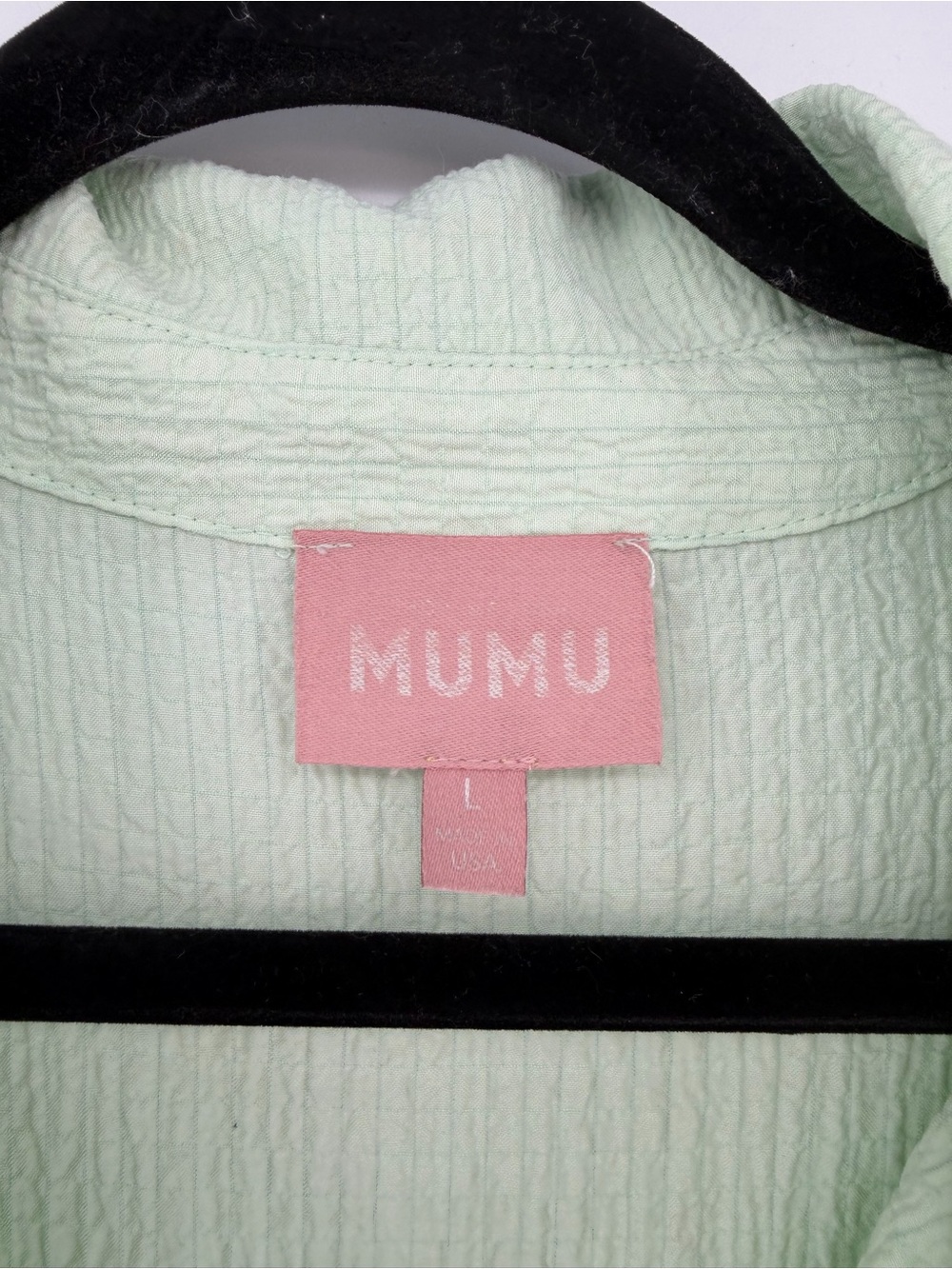 Show Me Your Mumu Johns Button Down Shirt L Sage Green Gauze Crinkle Oversized - Picture 3 of 6